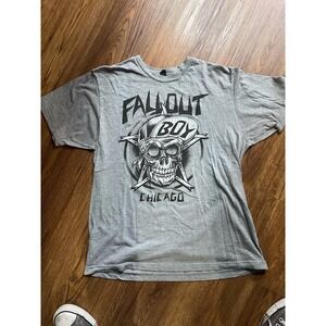 Fall Out Boy Chicago Skull T-Shirt Gray Size Large